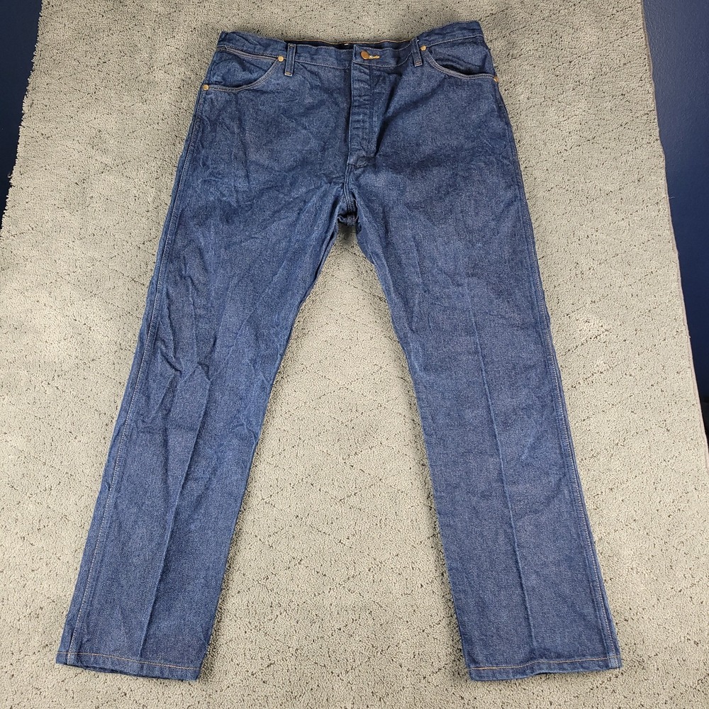 Wrangler 13MWZ Jeans Mens 42x30 Blue Original Fit Cowboy Cut Dark Wash Workwear